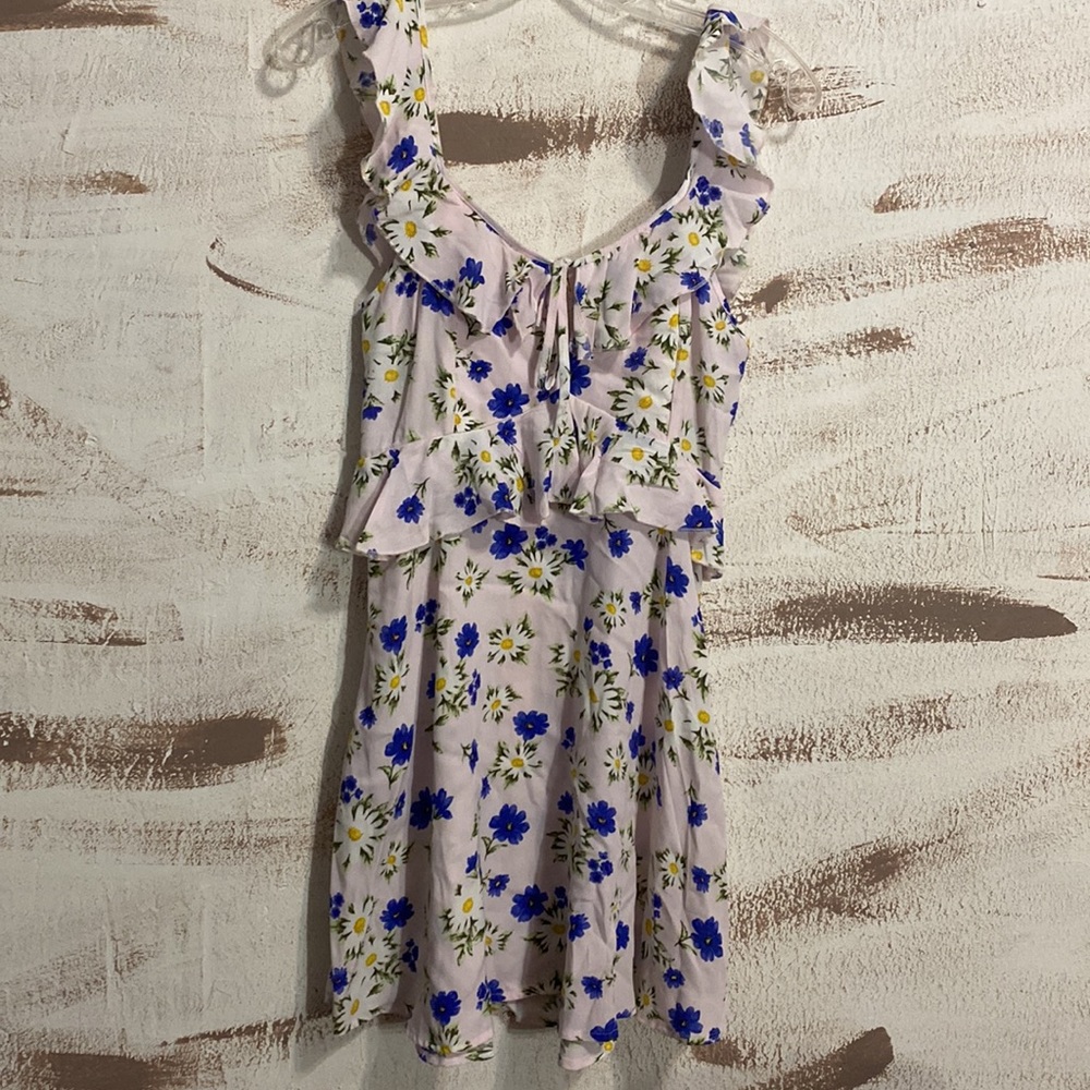 F21 Floral Ruffle Trim Mini Dress
